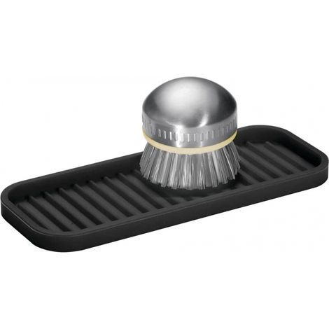 Porte-savon pratique pour la cuisine - Plaque à savon en silicone - Porte-savon éponge antidérapant - Noir (1/4)