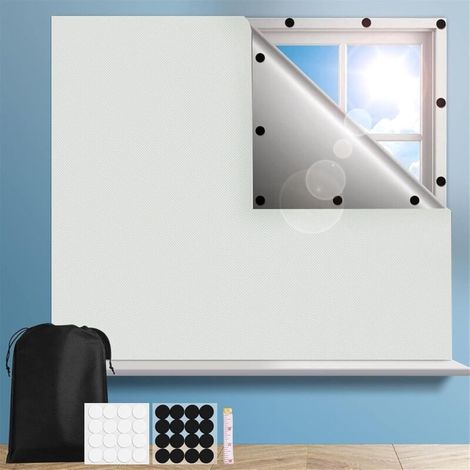 Rideaux occultants pour chambre à coucher, rideaux occultants temporaires pour fenêtres, stores occultants portables pour bébé en camping-car, blanc 100 × 145 cm (1/5)
