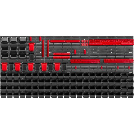 KADAX Werkstattwandregal, Wandplatten, 174 x 78 cm, Rot und Schwarz, 130 tlg. (1/5)