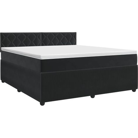 Lit boxspring avec matelas Noir 180 x 200 cm Velours vidaXL (1/5)