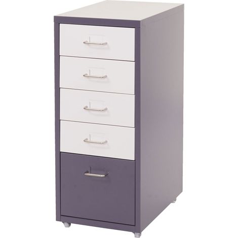 Mueble de oficina cajonera 69x28x41 cm 5 cajones en acero blanco gris oscuro 040008259
