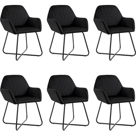 vidaXL Chaises à manger lot de 6 noir velours (1/5)