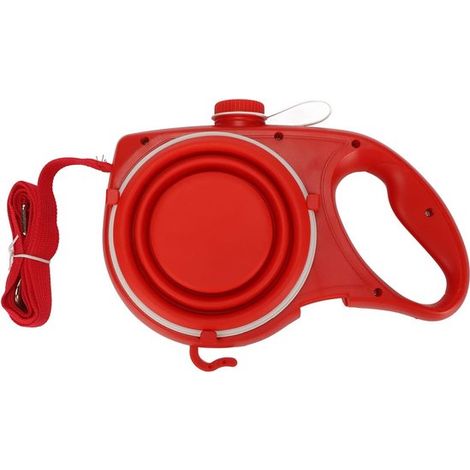 Laisse pour Chien - Avec Bouteille D'eau de 200 ml et Gamelle - 101 cm - Poignée Confortable Antidérapante (rouge) - Corde en Nylon Double Résistance (1/5)