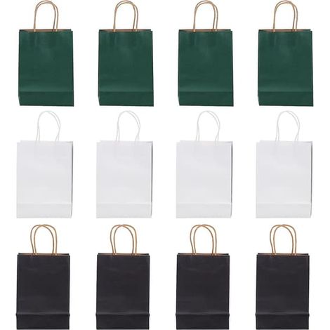 Lot de 12 sacs cadeaux en papier kraft avec poignées, parfaits pour les mariages, les fêtes, le shopping et les petites entreprises. (1/4)