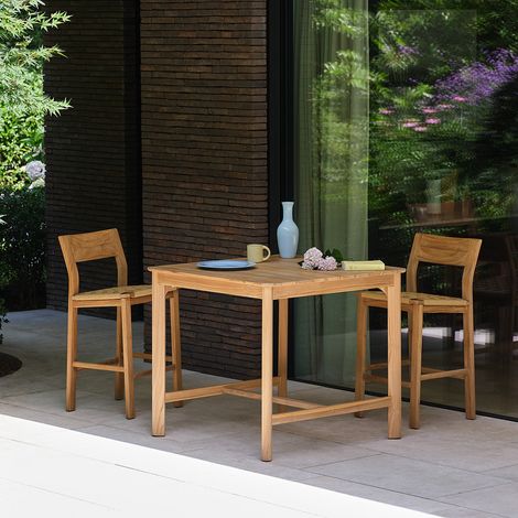Table haute de jardin en teck 4 pers. (1/5)