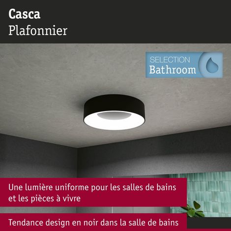Plafonnier LED Casca IP44 White Switch 2300lm 230V 18W Noir rond Métal, plastique 3000 K (1/5)