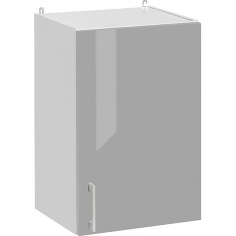 Cuisineandcie – Meuble haut de cuisine 1 porte gris brillant – L 40 x H 60 x P 32 cm – Charnières renforcées réglables – Fermeture automatique (1/5)