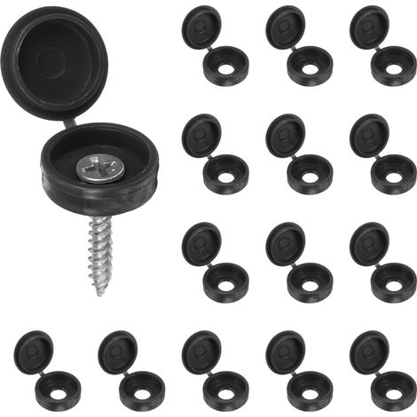 100Pcs Capuchons À Charnière en Plastique pour Vis 5.9mm / 0.23" Capuchons pour Vis De Volet Roulant Couvercles À Clipser pour Fenêtres Balustrades Meubles, Noir (1/5)