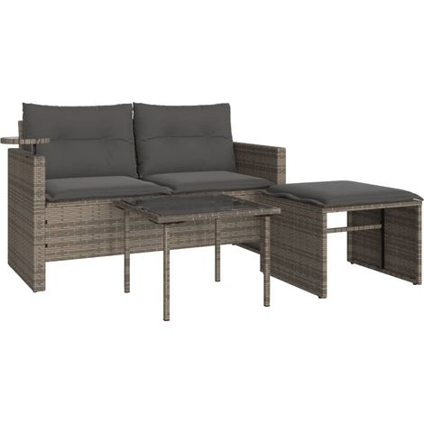 Maison Exclusive - 3-tlg. Garten-Sofagarnitur mit Kissen Grau Pol
