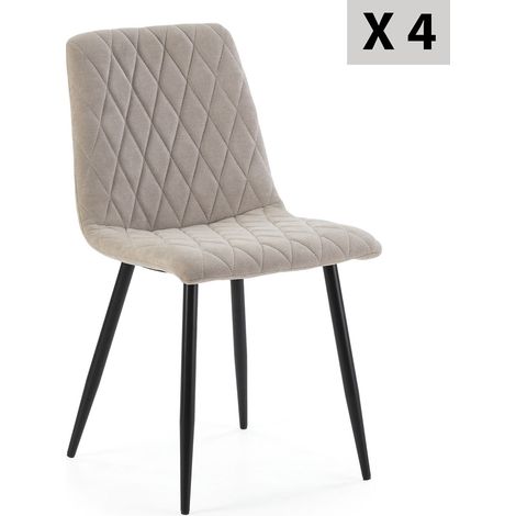 Pack 4 chaises Abril recouvertes de tissu beige (1/5)