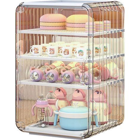 Babyflaschen-Organizer – Staubdichte Babyflaschenbox 39,5 x 25 x 24 cm, stapelbar, mit Schubladen, großer Flaschenhalter mit Deckel für den Nachttisch (1/5)