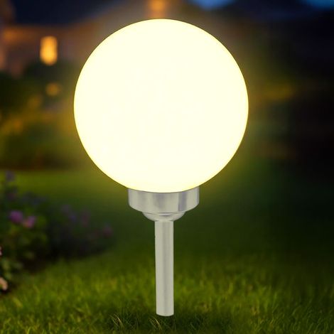 Solarlampe Kugel warm weiß mit Erdspieß - Ø 15 cm - Garten Leuchte mit Balkon Halterung