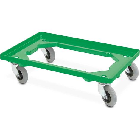 BRB Flüster-Roller für Behälter 600x400 mm, grün, offenes Deck, 250 kg Tragkraft