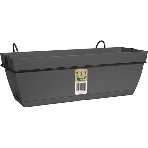 Florus Paris Balcony Trough Set 50 Anthracite Fioriera Rettangolare
