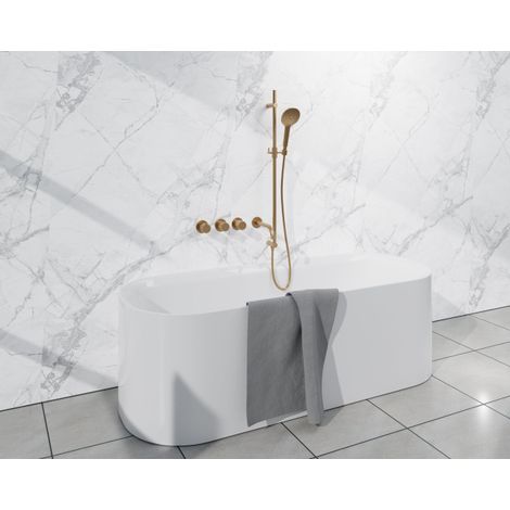 Fortifura Nebbio Ensemble de combinaison de bain - mitigeur thermostatique - barre coulissante avec coude mural intégré - flexible de douche (1/5)