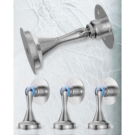Topes magnéticos para puertas (paquete de 4), topes inferiores de acero inoxidable de alta resistencia con adhesivo fuerte y tornillos, no requiere perforación. (1/5)