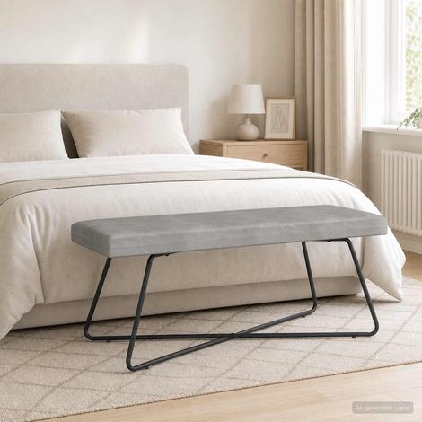 vidaXL banc Gris clair 110 x 40 x 45 cm Velours (1/5)