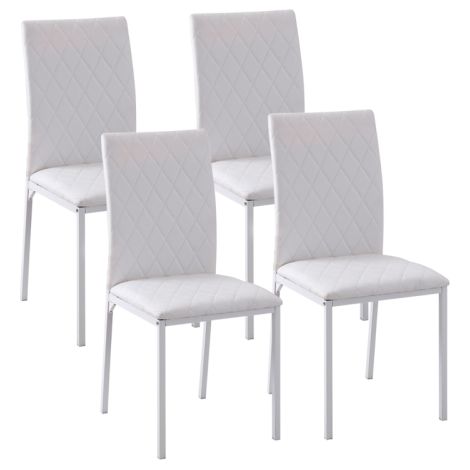 Juego de 4 sillas de comedor con reposabrazos, patas de metal, modernas y tapizadas, asiento cómodo, para comedor, sala de estar, cocina, color blanco.