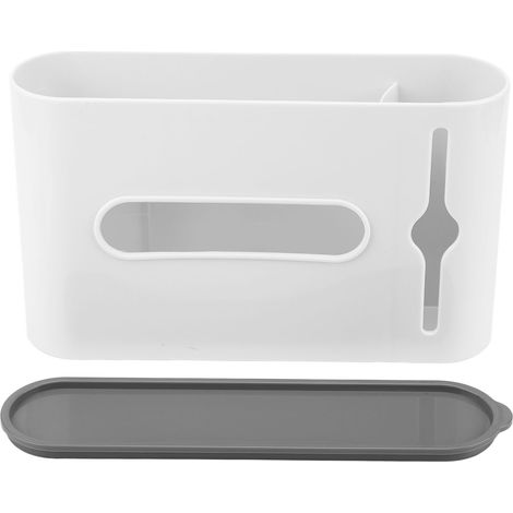 Organisateur de sacs en plastique blanc de grande capacité pour la cuisine et la chambre, avec couvercle anti-poussière et fenêtre de visualisation, adapté aux sacs de courses. (1/5)