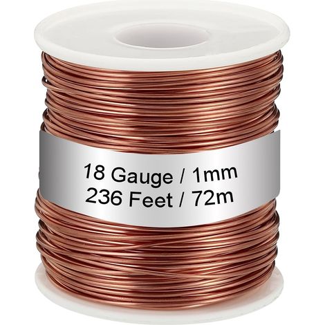 99.9% Soft Copper Wire 18Gauge/1.0mm Dia 72m 1.1 Pound (1/5)
