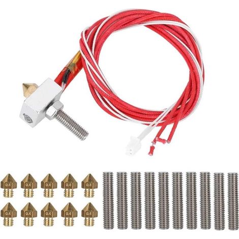 Kits Accessoire Imprimante 3D Bloc de Chauffage + 10pcs Buse d'imprimante 3D 0,4 mm + Gorge de Tuyau pour MK8, Anet A8, Alunar M508, CR7, V2 (1/5)