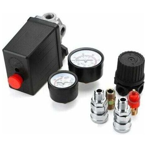 Druckschalter-Steuereinheit für Luftkompressoren – Regler und Manometer, 220 V, 0–180 PSI, mit Schnellanschluss (220 V)
