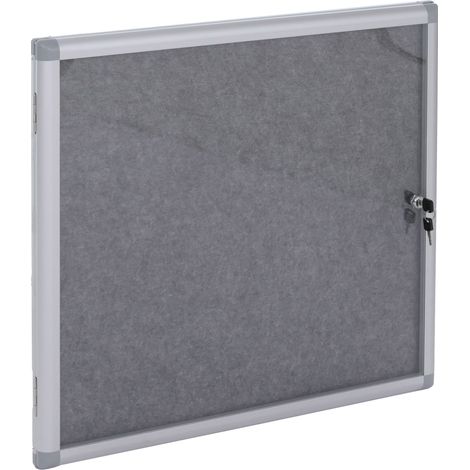 [NUNCA USADO] Vitrina HHG-952, pizarra de corcho con superficie de fieltro, aluminio, con cerradura, accesorios incluidos, 65 x 68 x 7 cm, gris (1/5)