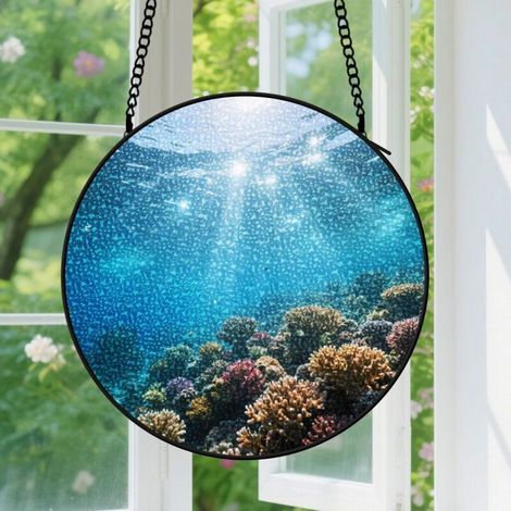 Capteur de Soleil en Vitrail Décoration Spirituelle pour Maison 15cm (1/4)