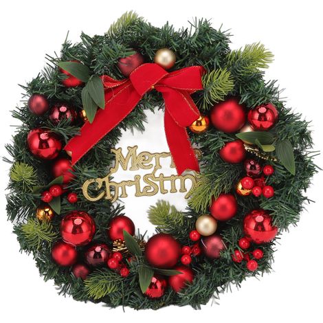 Couronne de Noël avec boule en fer électroplaqué et ornement de porte d'entrée en plastique pour centre commercial à domicile