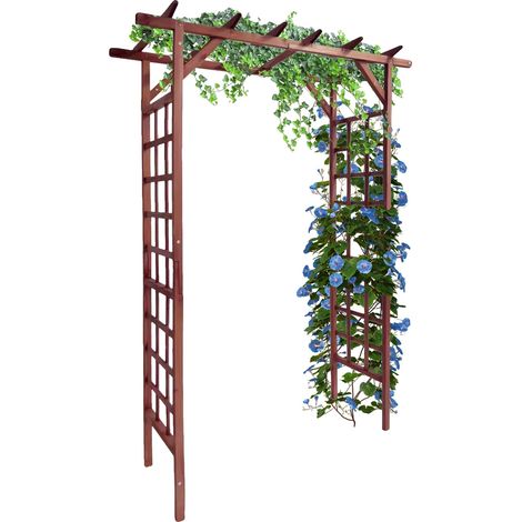 Arco de jardín, madera maciza de abeto, uso versátil en exteriores, teca plana (1/2)