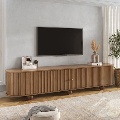 TV-Lowboard aus MDF in Walnussoptik mit Schiebetüren, 180 x 35 x 45 cm (1/5)