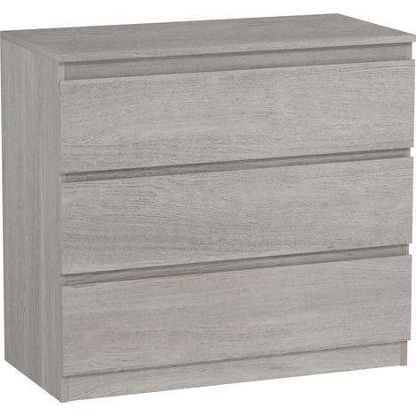 Stylish Three Drawer Chest in Grey Wood Finish for Modern Home Organization