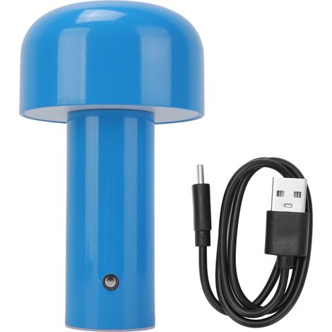 Lampe de Table Champignon 3 Couleurs avec USB et Toucher Sensible pour Restaurant Camping Bleu