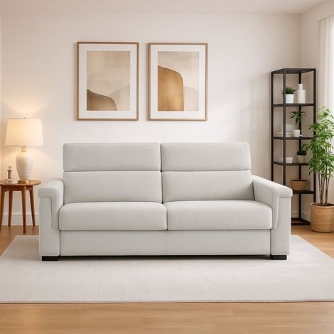 2-Sitzer Sofa Lapio, abnehmbarer Bezug, wasserabweisend, Made in Italy, waschbar, 185x95x100h cm Hellgrau (1/4)
