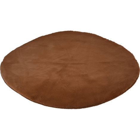 Tapis rond pour salon en fausse fourrure douce, Ø 80 cm