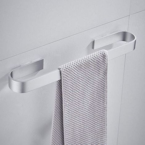(Plata, 40 cm) Toallero de pared sin perforaciones, rieles inoxidables, toalleros de baño, perchero, toallero de cocina (1/4)