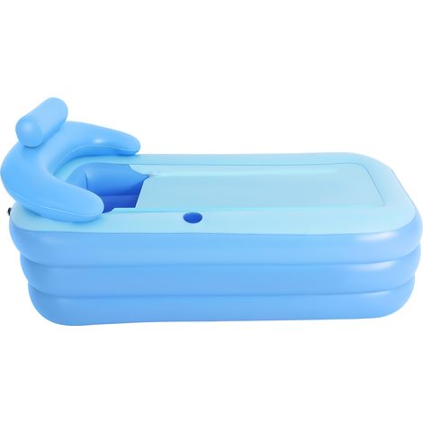 Baignoire pliante portable PVC Adulte Spa chaud Baignoire de piscine gonflable Bleu (1/5)