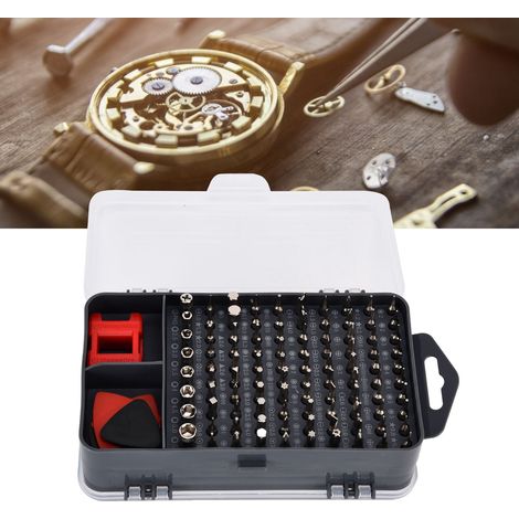Kit de tournevis 115 en 1, outil multifonction avec embouts, horloge et outil de démontage pour consoles de jeux, rouge (1/5)