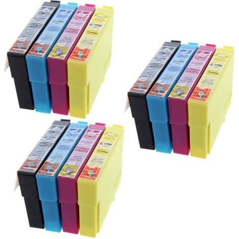 Cartouche T1285 - Compatible Epson Stylus SX425W - Noir Cyan Magenta Jaune - 12 Pièces