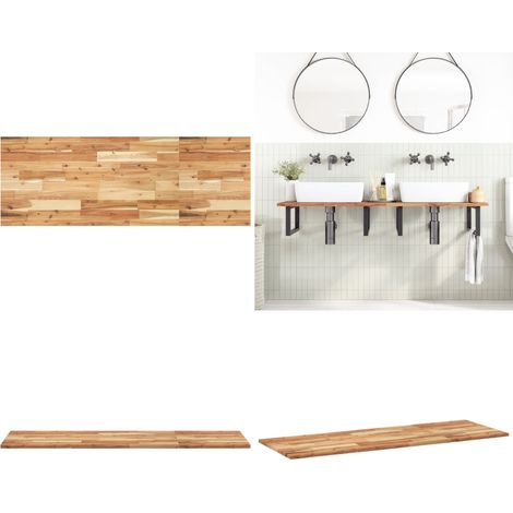 Dessus de meuble de salle de bain finition à l'huile 140x50x2cm - Dessus De Meuble Lavabo - Bois Acacia - Rangement Salle De Bain - Décoration Rustique - Meubles Salle De Bain - Home & Living