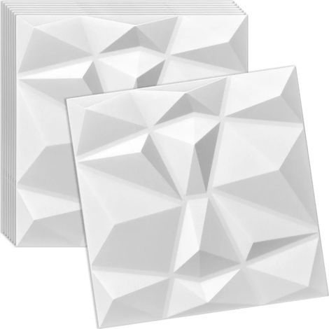 Verdico 3D Wandpaneele Weiß – Deckenpaneele 50x50 cm – Set 8 Stück (2 m²) – Wandverkleidung innen zum Kleben – leichtes Styropor (1/5)