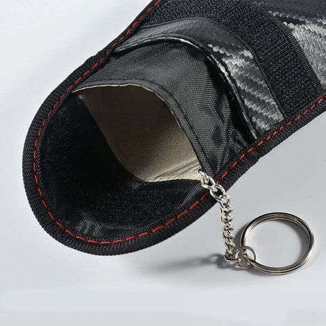 RFID-Schutzhülle für Autoschlüssel, Faraday-Signalblockierende Tasche, 2er-Pack RFID-Signalblockierende Taschen für Autoschlüssel, RFID-Schutzhülle aus Kohlefaser – Ovales Carbon (Schlüsselring nicht  (1/5)