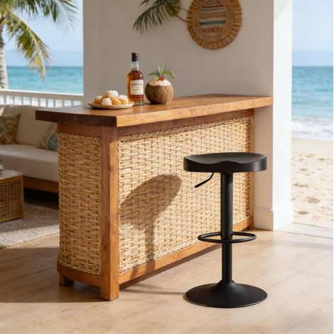 Sgabello da bar girevole regolabile 66-90 cm in legno e metallo nero, 1 pezzo OKWISH (1/5)