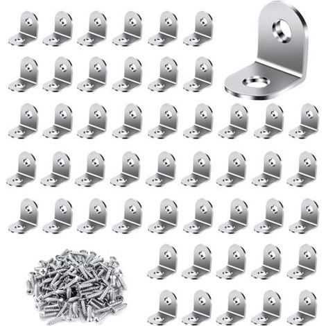 Équerre de Fixation 50 Pièces, 20x20mm Équerre Métal avec 100 pièces Vis Equerre Assemblage Inox Equerre de Fixation Angle Droit Support pour la Fixation et la Réparation de Meubles (1/5)