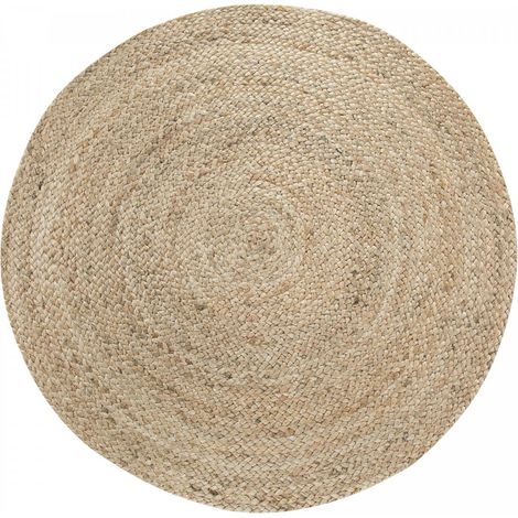 Tapis rond tissé Ø80cm beige en jute motif uni pour chambre JUTERON