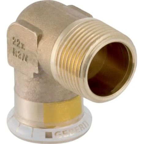 Geberit Mapress Kupfer Übergangswinkel 90° mit Außengewinde (Gas), DN 12 / 15, 34728