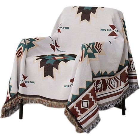 GENERIC-Couverture ethnique tribale, géométrique, aztèque, Navajo, couvre-lit, canapé, décoration artistique, bohème, 180 x 180 cm (1/5)