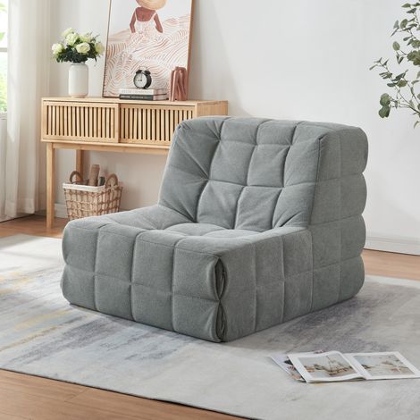 Poltrona Bassa Imbottita Koskyvn Senza Braccioli 75 x 90 x 100 cm - Grigio [en.casa] (1/5)