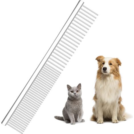 1 Peigne Toilettage 2-en-1, Acier Inoxydable Pointes Rondes, Pour Chiens Chats (1/5)