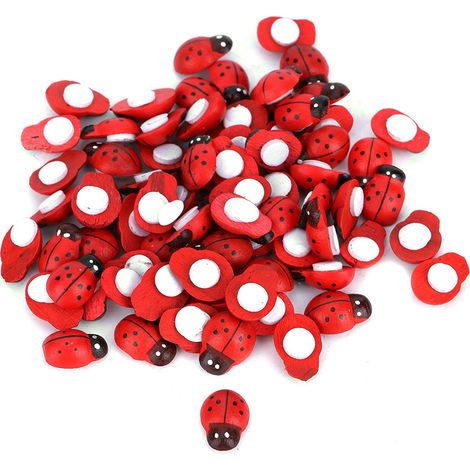 100 autocollants miniatures en bois d'insectes pour scrapbooking et cartes créatives, décorations de cahier, coccinelles (1/5)